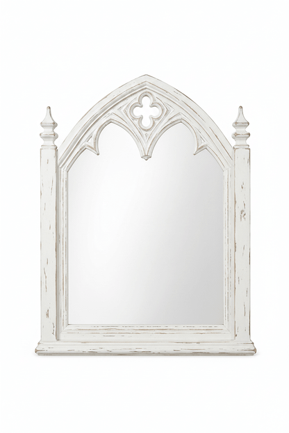 Cathedral Reverie™ Gothic Hand-Carved Solid Wood Mirror Frame – handcrafted solid wood furniture