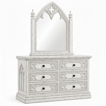 Cathedral Reverie™ Gothic Hand-Carved Solid Wood Mirror Frame – handcrafted solid wood furniture