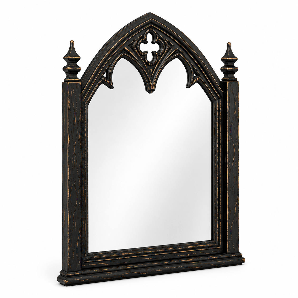 Cathedral Reverie™ Gothic Hand-Carved Solid Wood Mirror Frame – handcrafted solid wood furniture