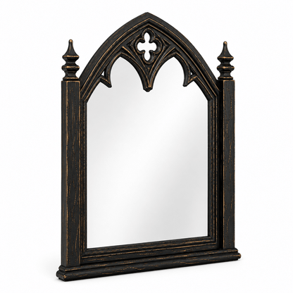 Cathedral Reverie™ Gothic Hand-Carved Solid Wood Mirror Frame – handcrafted solid wood furniture