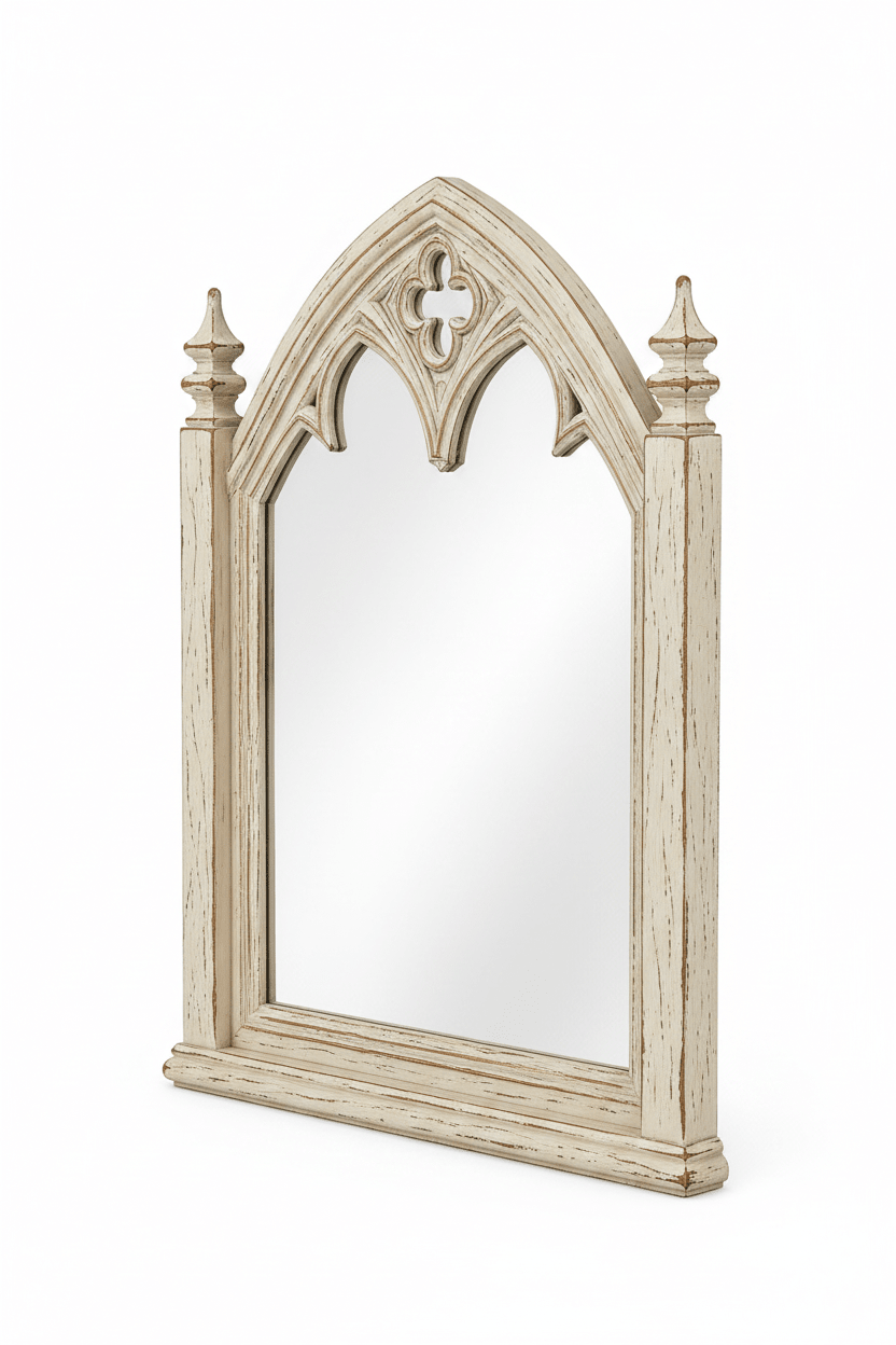 Cathedral Reverie™ Gothic Hand-Carved Solid Wood Mirror Frame – handcrafted solid wood furniture
