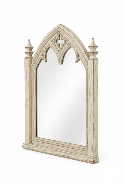 Cathedral Reverie™ Gothic Hand-Carved Solid Wood Mirror Frame – handcrafted solid wood furniture
