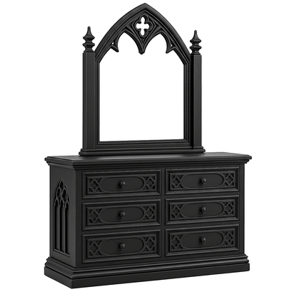 Cathedral Reverie™ Gothic Hand-Carved Solid Wood Mirror Frame – handcrafted solid wood furniture