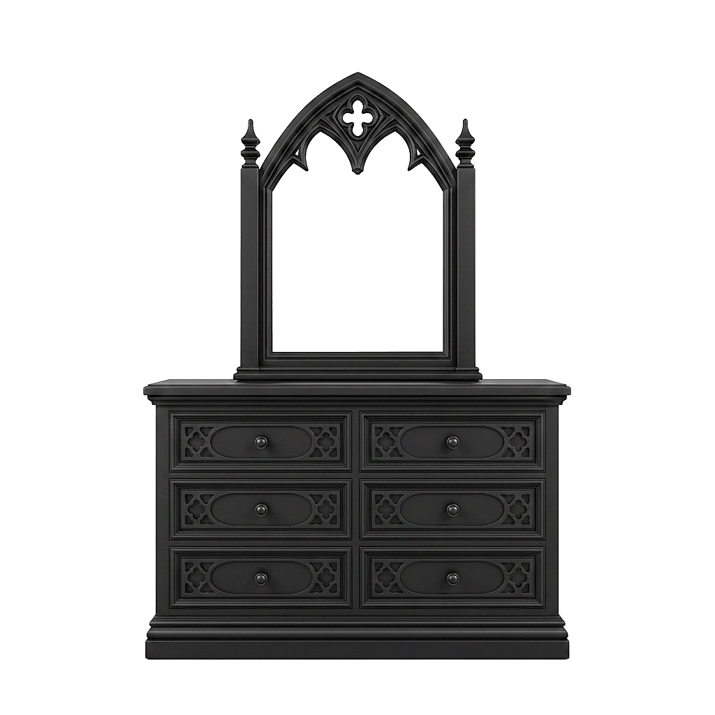 Cathedral Reverie™ Gothic Hand-Carved Solid Wood Mirror Frame – handcrafted solid wood furniture