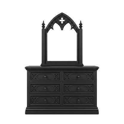 Cathedral Reverie™ Gothic Hand-Carved Solid Wood Mirror Frame – handcrafted solid wood furniture