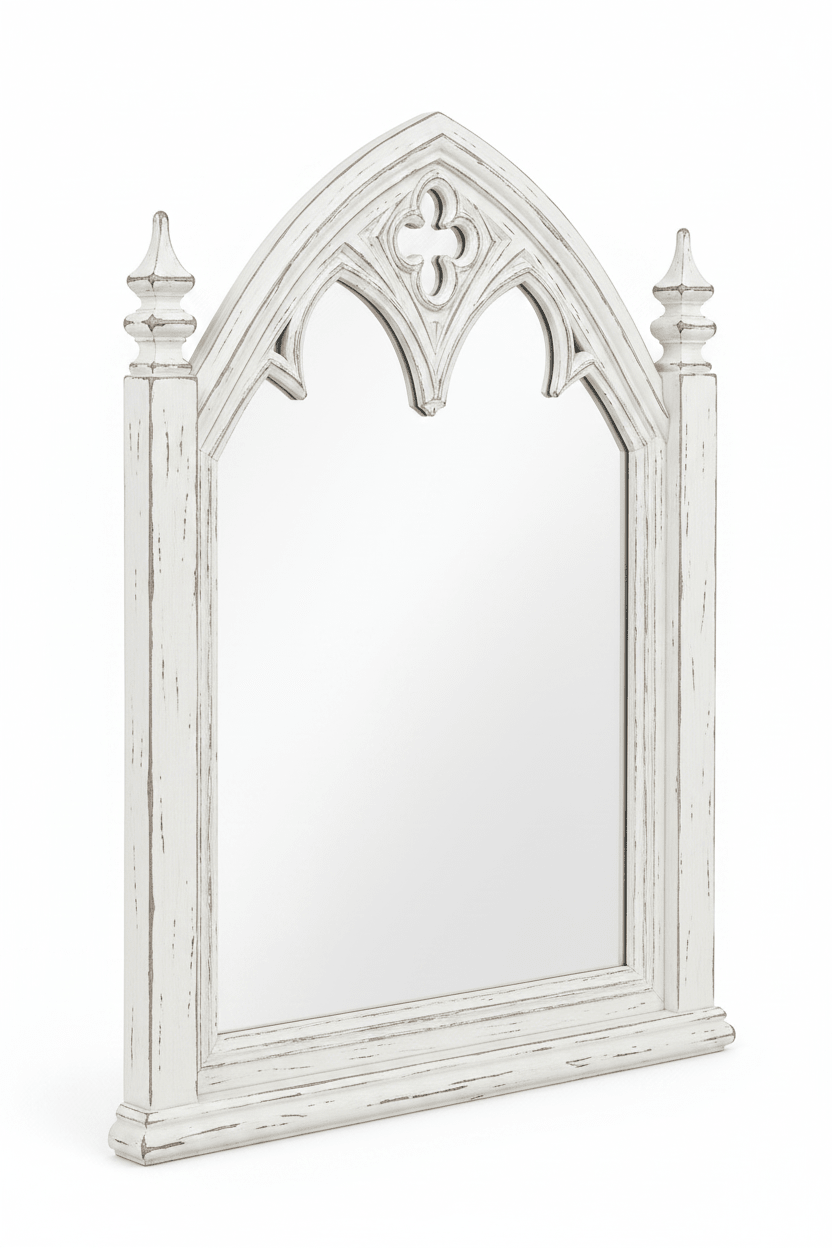 Cathedral Reverie™ Gothic Hand-Carved Solid Wood Mirror Frame – handcrafted solid wood furniture