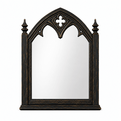 Cathedral Reverie™ Gothic Hand-Carved Solid Wood Mirror Frame – handcrafted solid wood furniture
