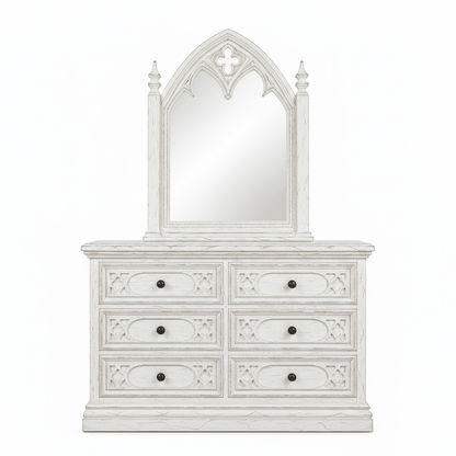 Cathedral Reverie™ Gothic Hand-Carved Solid Wood Mirror Frame – handcrafted solid wood furniture