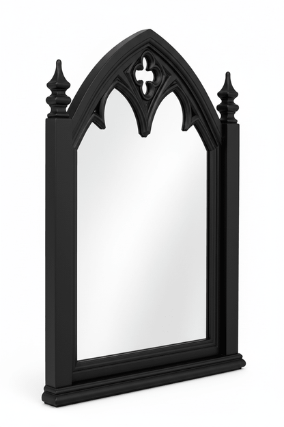 Cathedral Reverie™ Gothic Hand-Carved Solid Wood Mirror Frame – handcrafted solid wood furniture