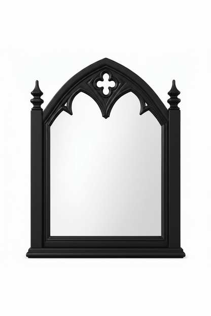 Cathedral Reverie™ Gothic Hand-Carved Solid Wood Mirror Frame – handcrafted solid wood furniture