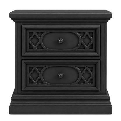 Cathedral Reverie™ Gothic Hand-Carved Solid Wood Nightstand – handcrafted solid wood furniture