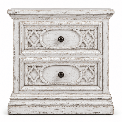 Cathedral Reverie™ Gothic Hand-Carved Solid Wood Nightstand – handcrafted solid wood furniture