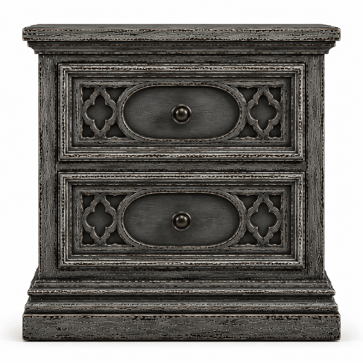 Cathedral Reverie™ Gothic Hand-Carved Solid Wood Nightstand – handcrafted solid wood furniture