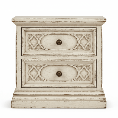 Cathedral Reverie™ Gothic Hand-Carved Solid Wood Nightstand – handcrafted solid wood furniture