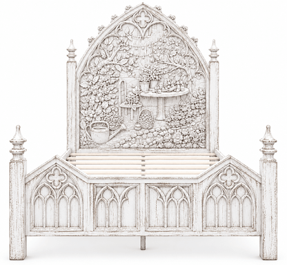 Cathedral Reverie Gothic Hand-Carved Solid Wood Platform Bed & Bedroom collection – handcrafted solid wood furniture