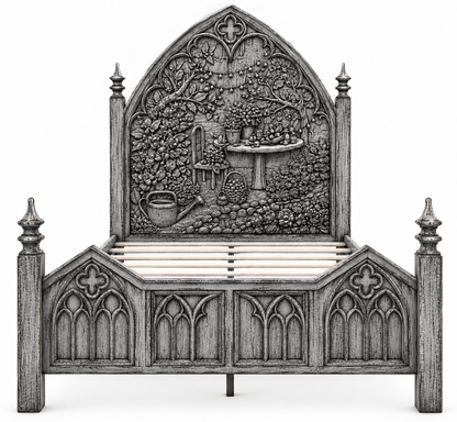 Cathedral Reverie Gothic Hand-Carved Solid Wood Platform Bed & Bedroom collection – handcrafted solid wood furniture