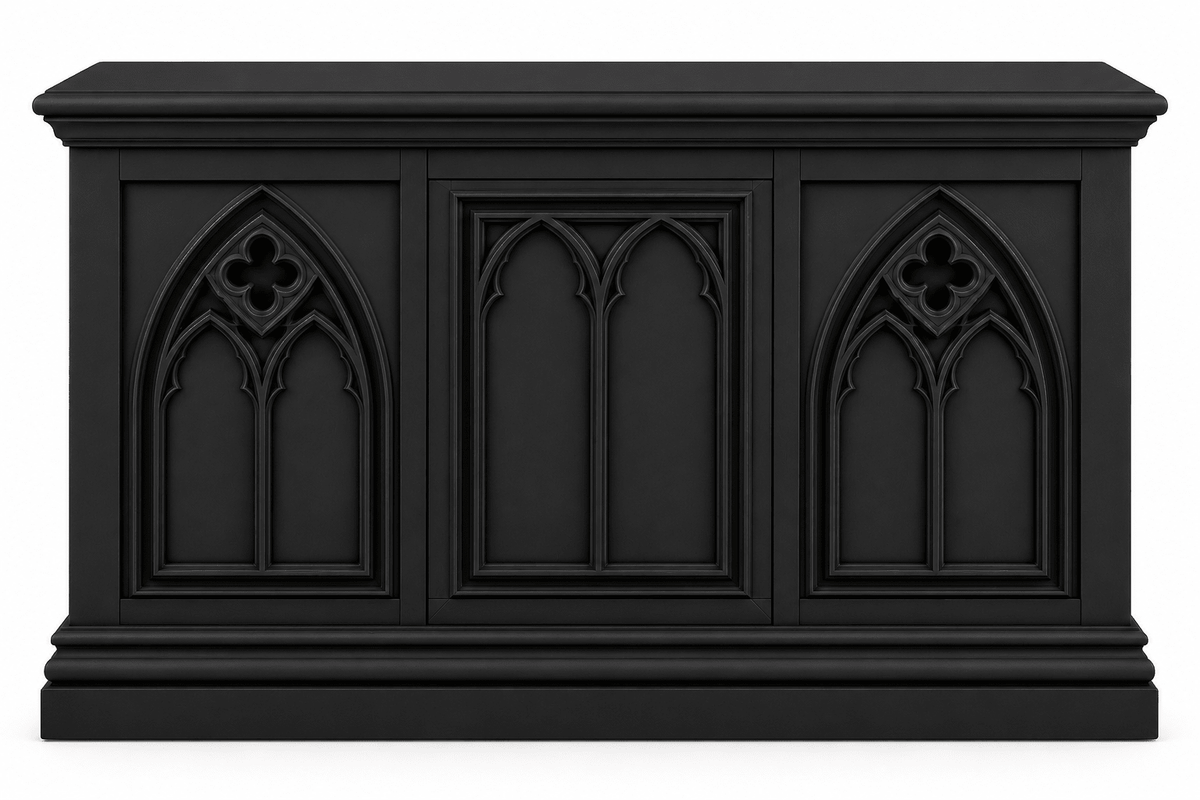 Cathedral Reverie™ Gothic Hand-Carved Solid Wood Storage Chest Box – handcrafted solid wood furniture