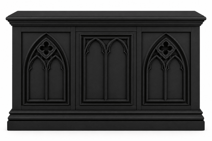 Cathedral Reverie™ Gothic Hand-Carved Solid Wood Storage Chest Box – handcrafted solid wood furniture