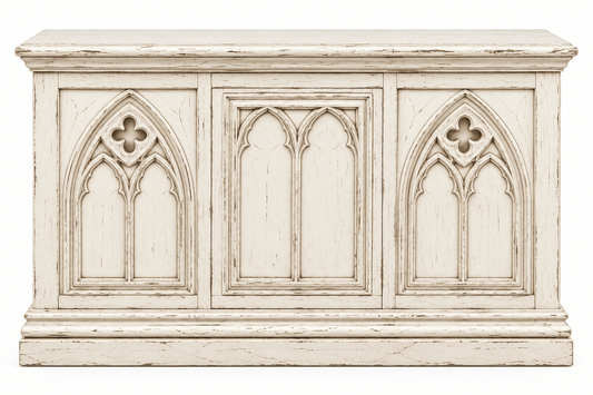Cathedral Reverie™ Gothic Hand-Carved Solid Wood Storage Chest Box – handcrafted solid wood furniture