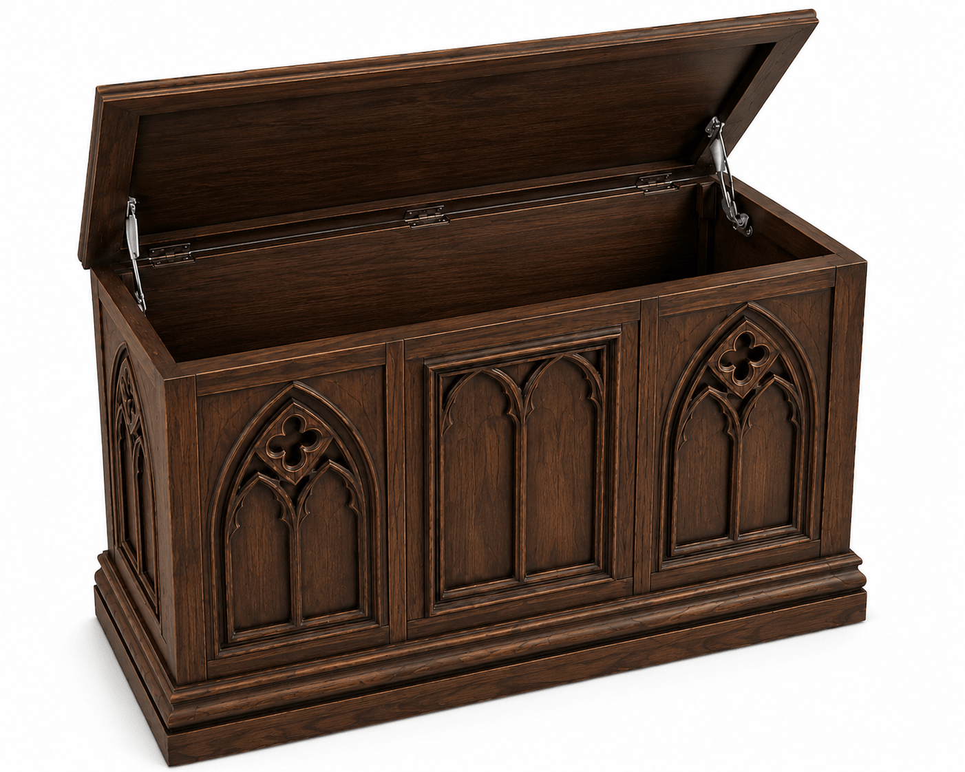 Cathedral Reverie™ Gothic Hand-Carved Solid Wood Storage Chest Box – handcrafted solid wood furniture