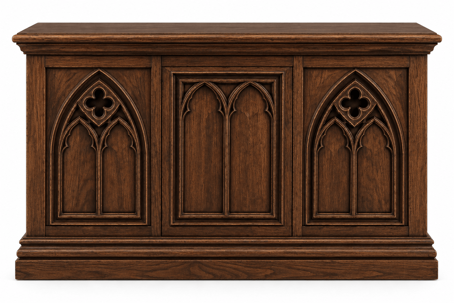 Cathedral Reverie™ Gothic Hand-Carved Solid Wood Storage Chest Box – handcrafted solid wood furniture