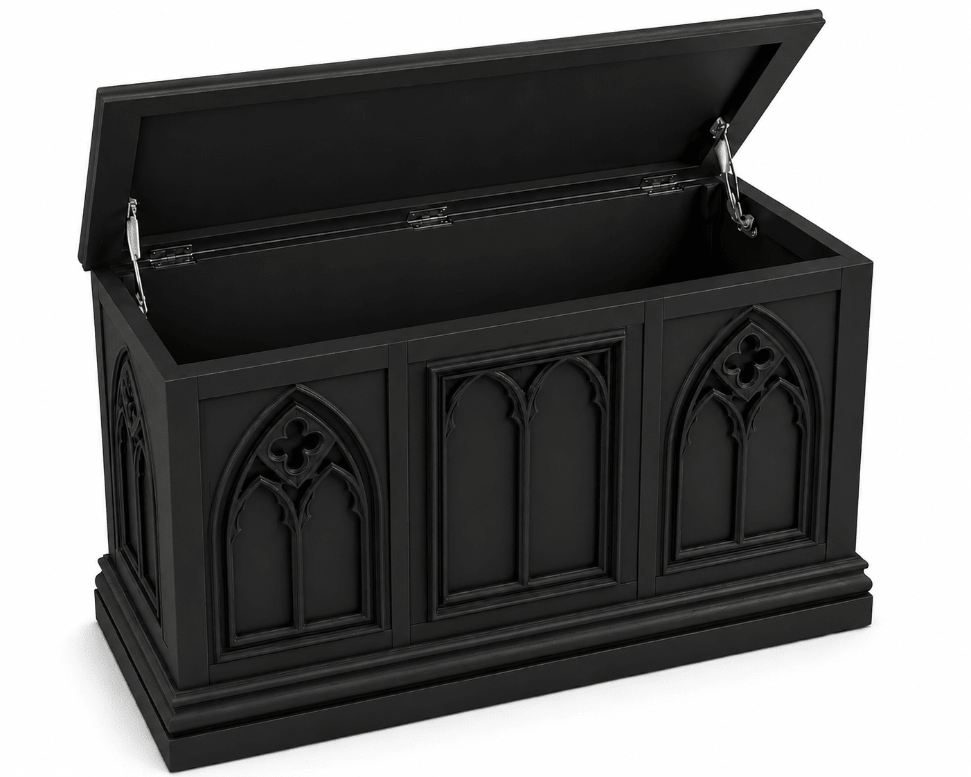 Cathedral Reverie™ Gothic Hand-Carved Solid Wood Storage Chest Box – handcrafted solid wood furniture