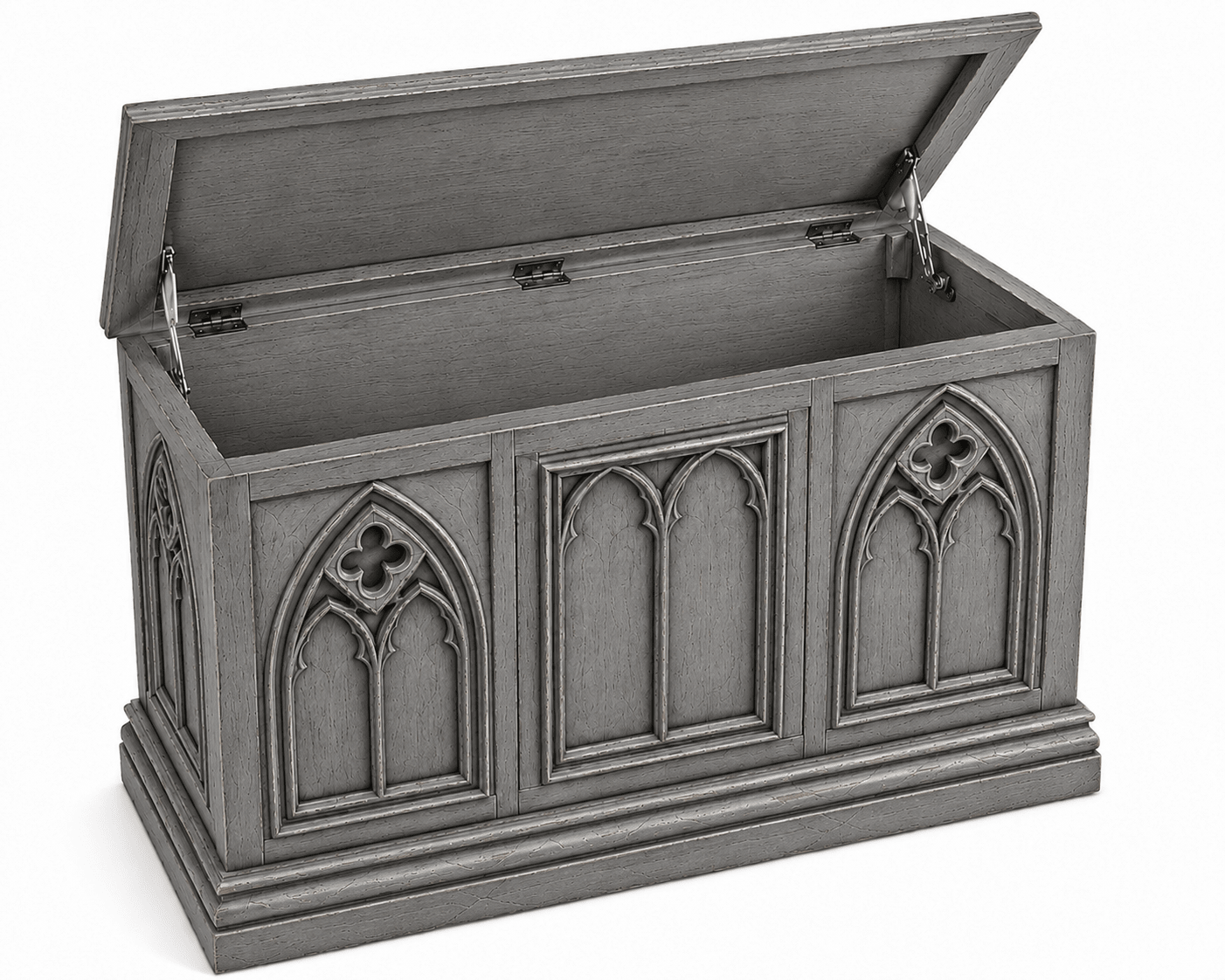 Cathedral Reverie™ Gothic Hand-Carved Solid Wood Storage Chest Box – handcrafted solid wood furniture