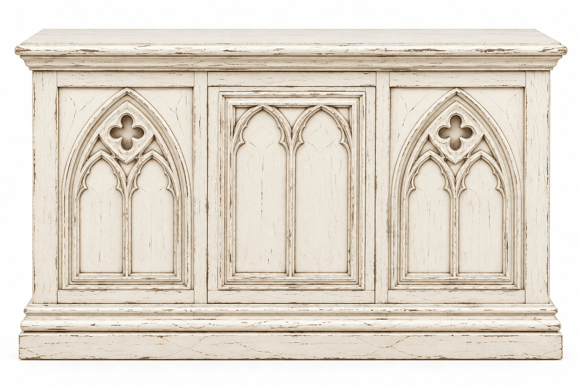 Cathedral Reverie™ Gothic Hand-Carved Solid Wood Storage Chest Box – handcrafted solid wood furniture
