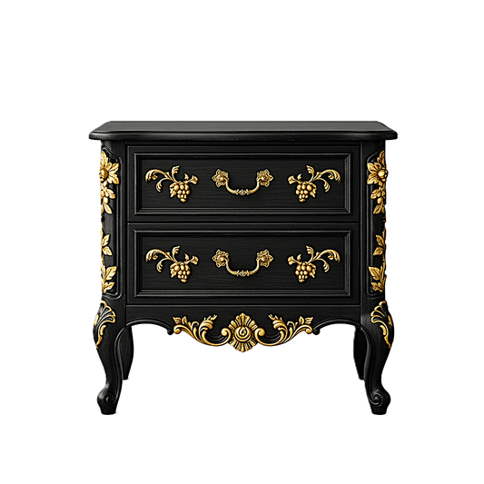 Château Botanique™ Hand - Carved Solid Wood Nightstand – handcrafted solid wood furniture