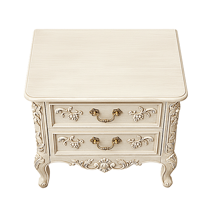 Château Botanique™ Hand - Carved Solid Wood Nightstand – handcrafted solid wood furniture