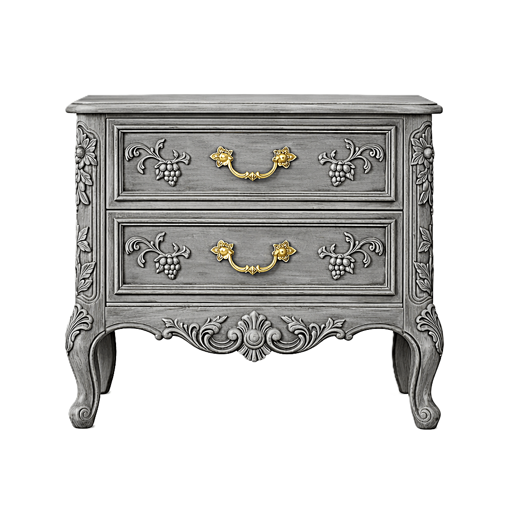Château Botanique™ Hand - Carved Solid Wood Nightstand – handcrafted solid wood furniture