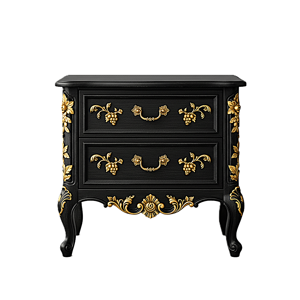 Château Botanique™ Hand - Carved Solid Wood Nightstand – handcrafted solid wood furniture