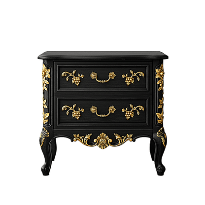 Château Botanique™ Hand - Carved Solid Wood Nightstand – handcrafted solid wood furniture