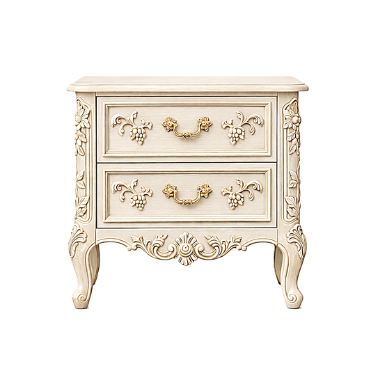 Château Botanique™ Hand - Carved Solid Wood Nightstand – handcrafted solid wood furniture