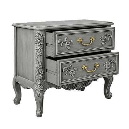 Château Botanique™ Hand - Carved Solid Wood Nightstand – handcrafted solid wood furniture