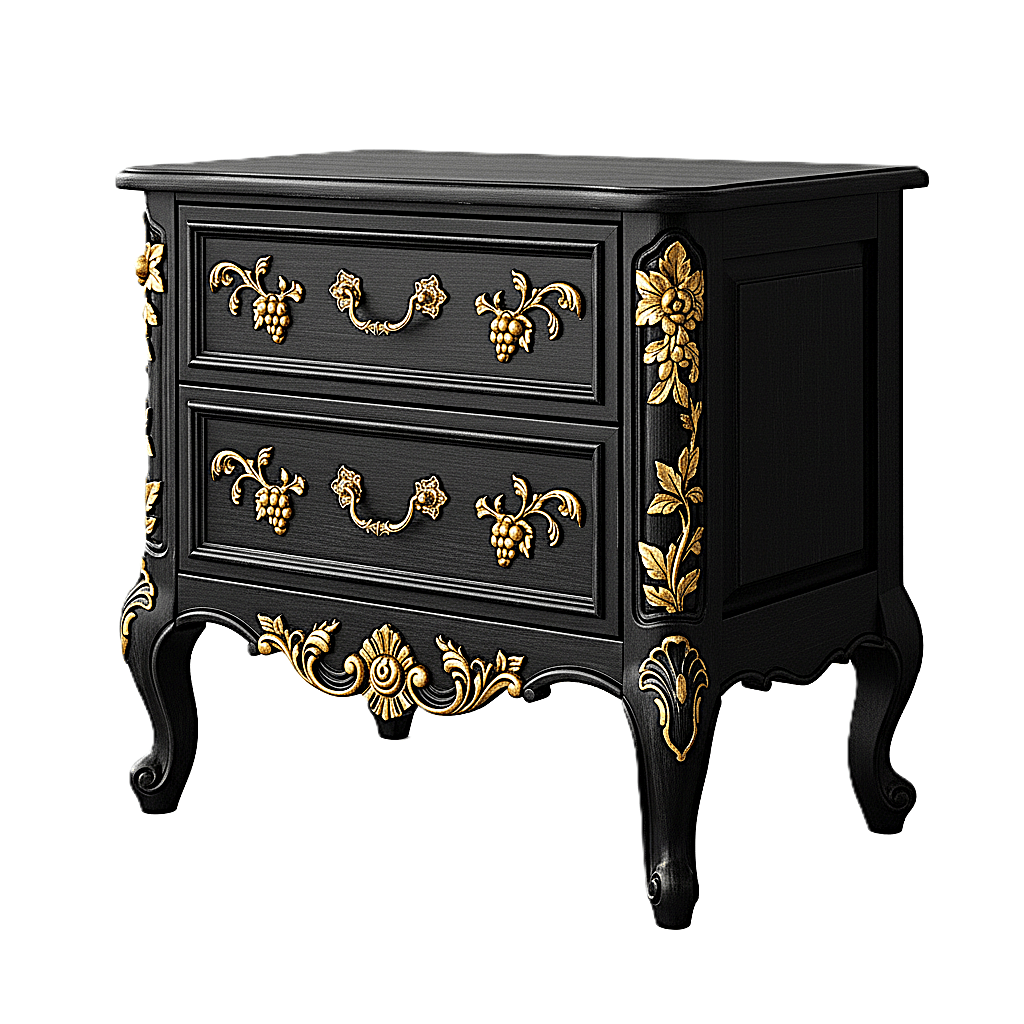 Château Botanique™ Hand - Carved Solid Wood Nightstand – handcrafted solid wood furniture