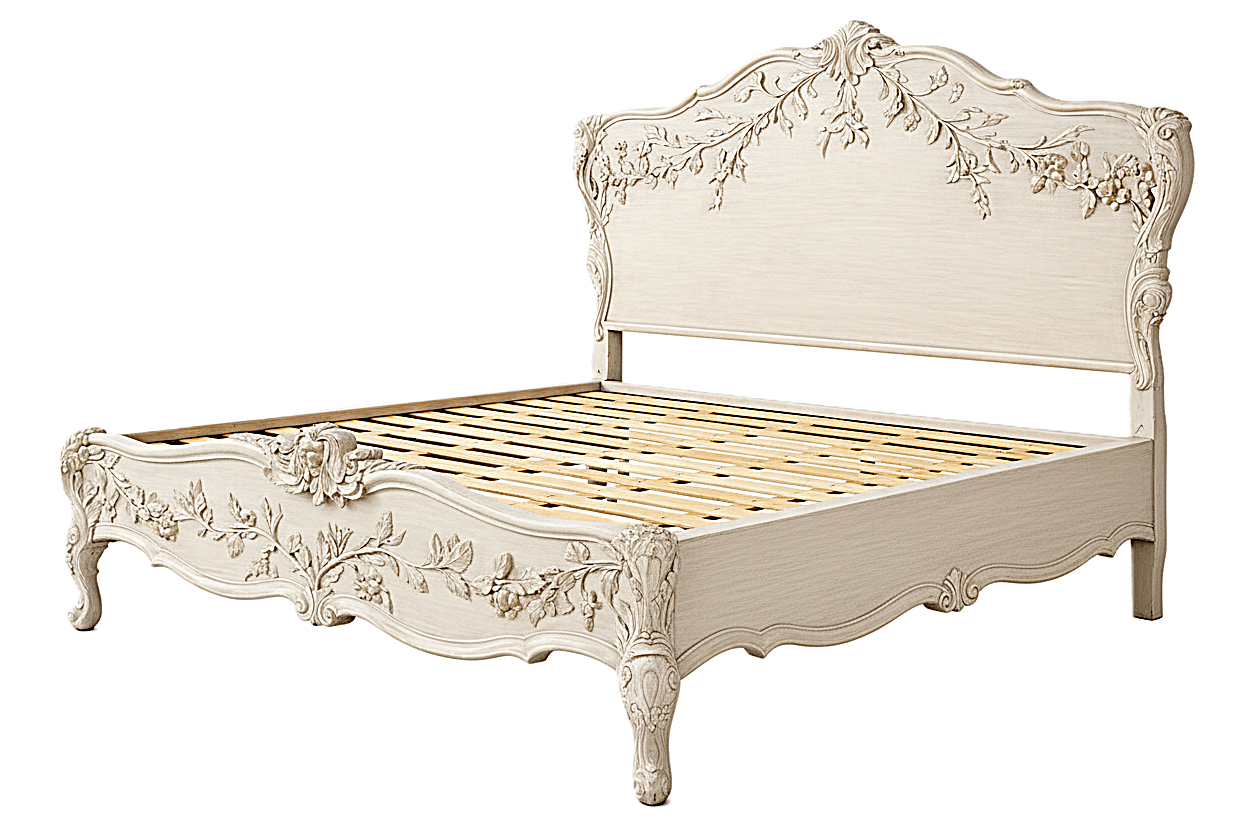 Château Botanique™ Hand - Carved Solid Wood Platform Bed & Bedroom Collection – handcrafted solid wood furniture