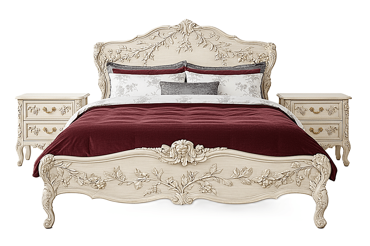 Château Botanique™ Hand - Carved Solid Wood Platform Bed & Bedroom Collection – handcrafted solid wood furniture