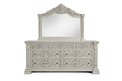 Château Élysian Bloom™ Hand - Carved Solid Wood Dresser With Mirror – handcrafted solid wood furniture