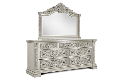 Château Élysian Bloom™ Hand - Carved Solid Wood Dresser With Mirror – handcrafted solid wood furniture