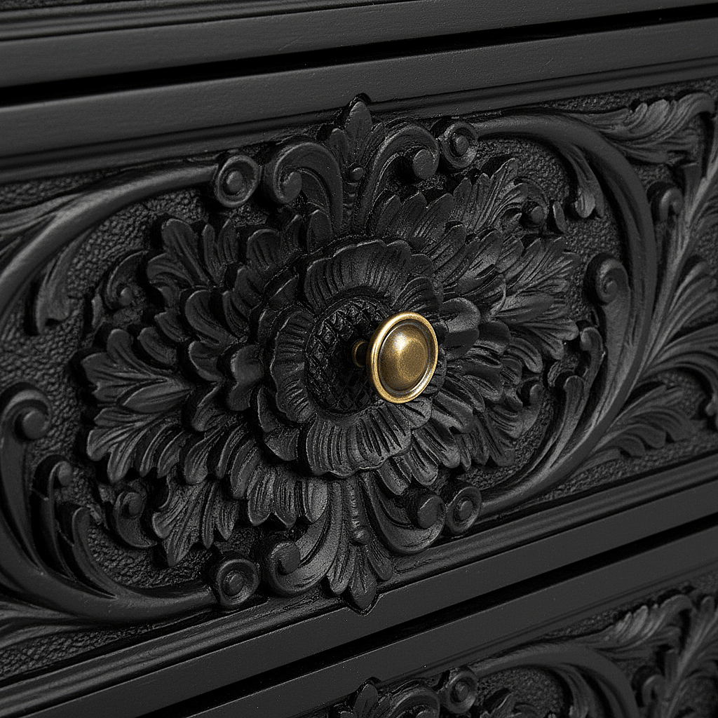 Château Élysian Bloom™ Hand - Carved Solid Wood Dresser With Mirror – handcrafted solid wood furniture