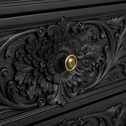 Château Élysian Bloom™ Hand - Carved Solid Wood Dresser With Mirror – handcrafted solid wood furniture