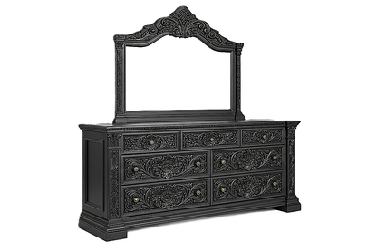 Château Élysian Bloom™ Hand - Carved Solid Wood Dresser With Mirror – handcrafted solid wood furniture