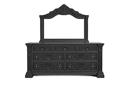 Château Élysian Bloom™ Hand - Carved Solid Wood Dresser With Mirror – handcrafted solid wood furniture