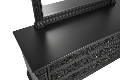 Château Élysian Bloom™ Hand - Carved Solid Wood Dresser With Mirror – handcrafted solid wood furniture