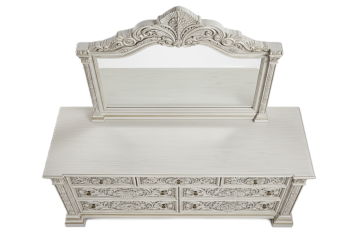 Château Élysian Bloom™ Hand - Carved Solid Wood Dresser With Mirror – handcrafted solid wood furniture