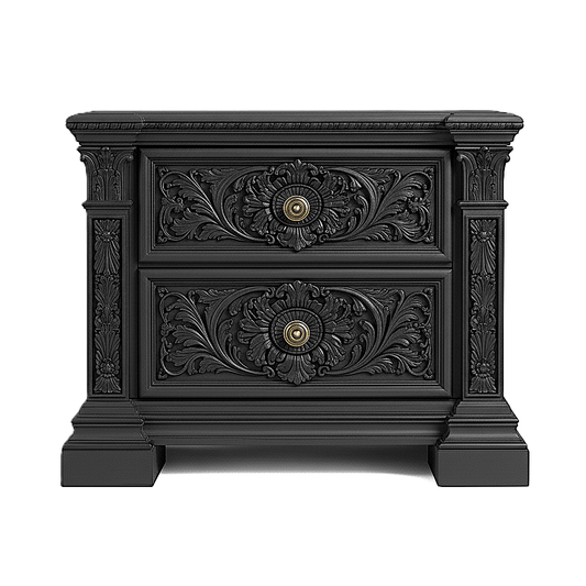 Château Élysian Bloom™ Hand - Carved Solid Wood Nightstand – handcrafted solid wood furniture