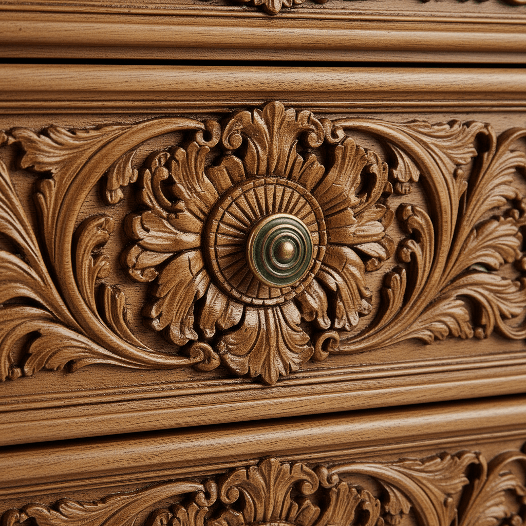 Château Élysian Bloom™ Hand - Carved Solid Wood Nightstand – handcrafted solid wood furniture