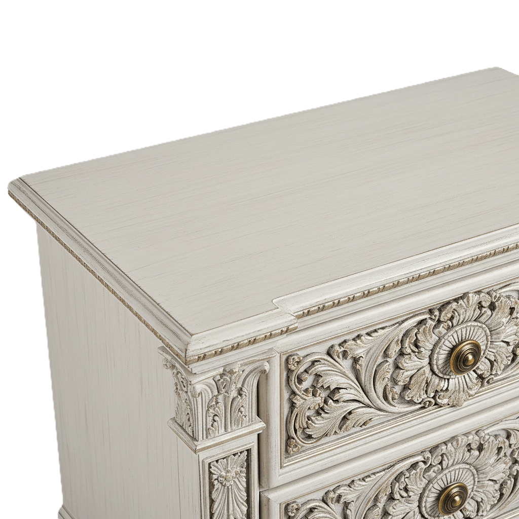 Château Élysian Bloom™ Hand - Carved Solid Wood Nightstand – handcrafted solid wood furniture