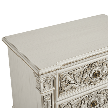 Château Élysian Bloom™ Hand - Carved Solid Wood Nightstand – handcrafted solid wood furniture